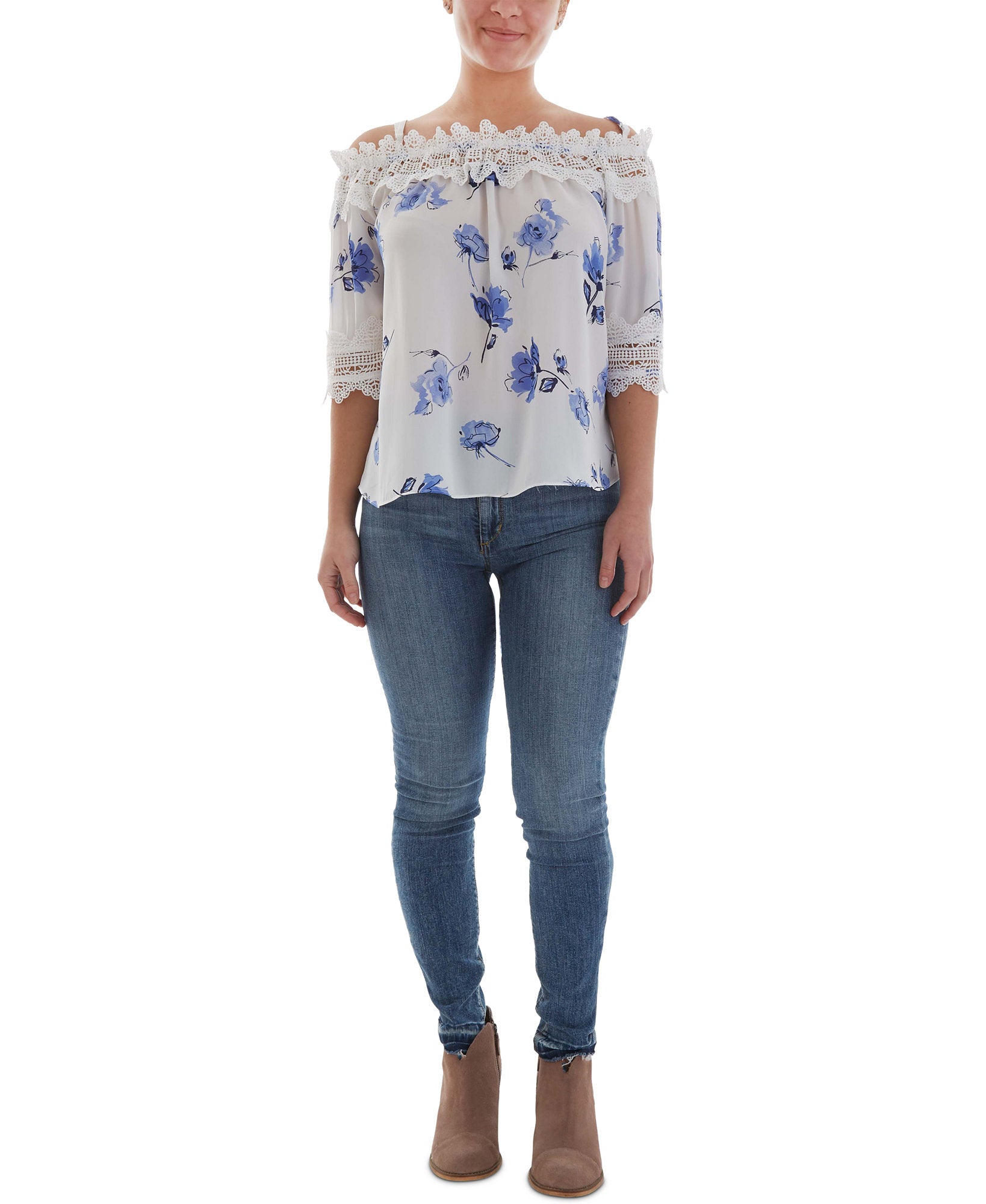BCX Women 3 4 Sleeve Button Up Top