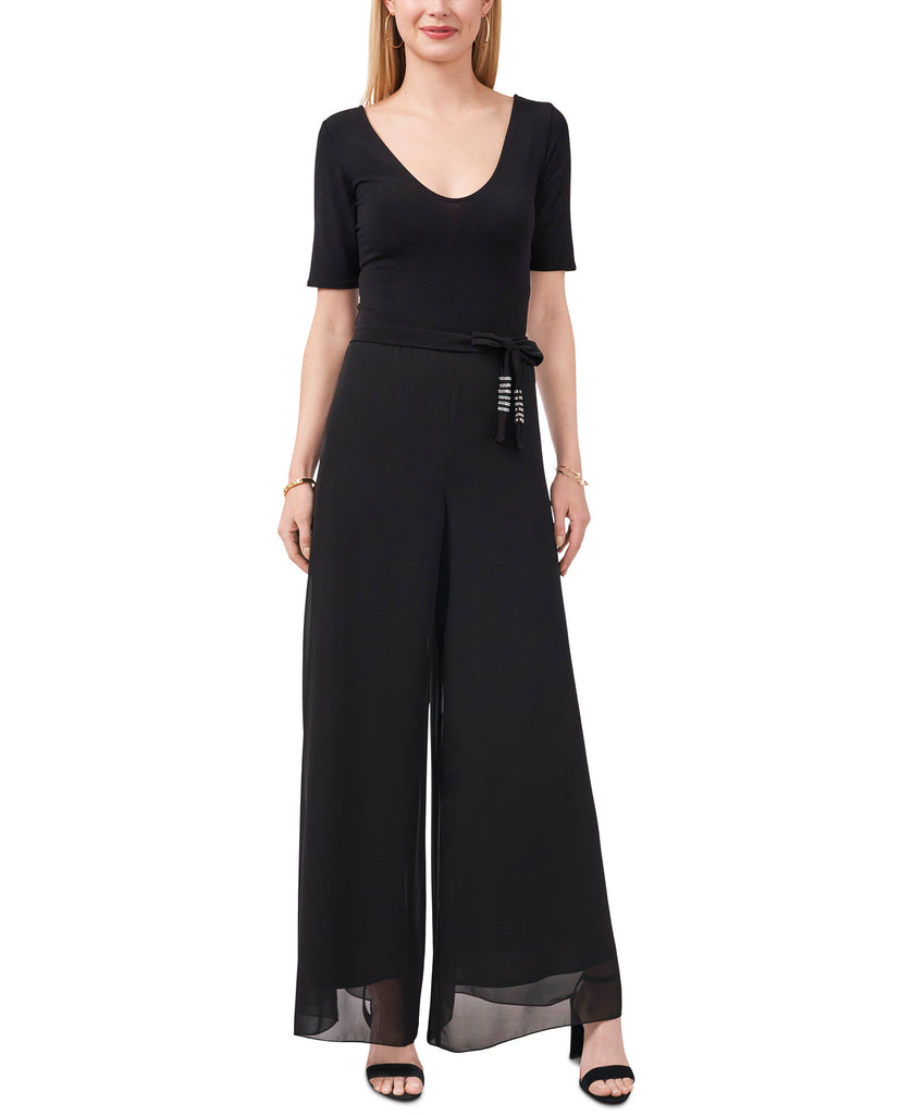 MSK Women Belted Chiffon Palazzo Pants