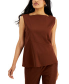 Alfani Women Square Neck Sleeveless Top Chocolate Fondant
