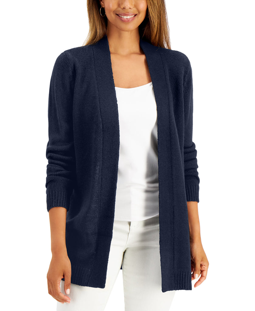 Karen Scott Women Petite Open Front Cardigan Intrepid Blue