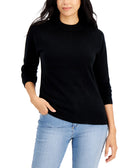 Karen Scott Women Cotton Luxsoft Mock Neck Sweater Luxsoft Black