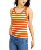 Hippie Rose Women Ribbed Striped Tank Top Rust Gold Stripe