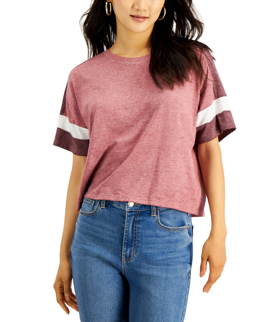 Hippie Rose Juniors Colorblocked T Shirt Fig Plum
