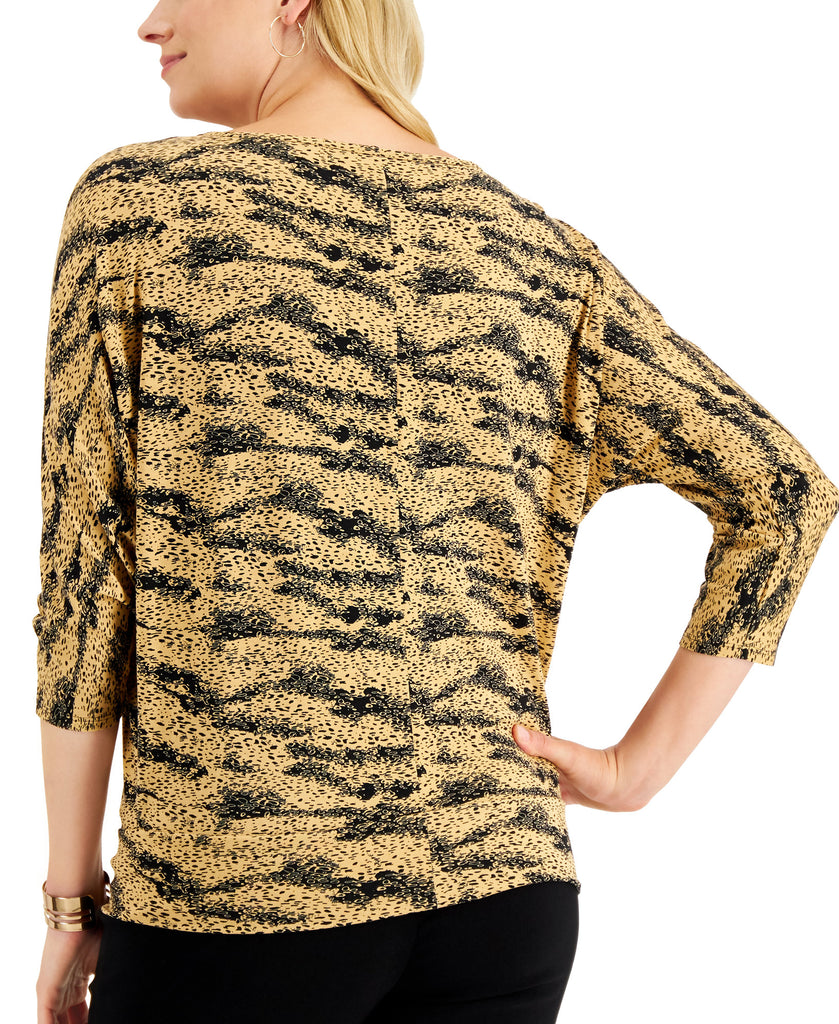 JM Collection Women Petite Printed 3 4 Sleeve Top