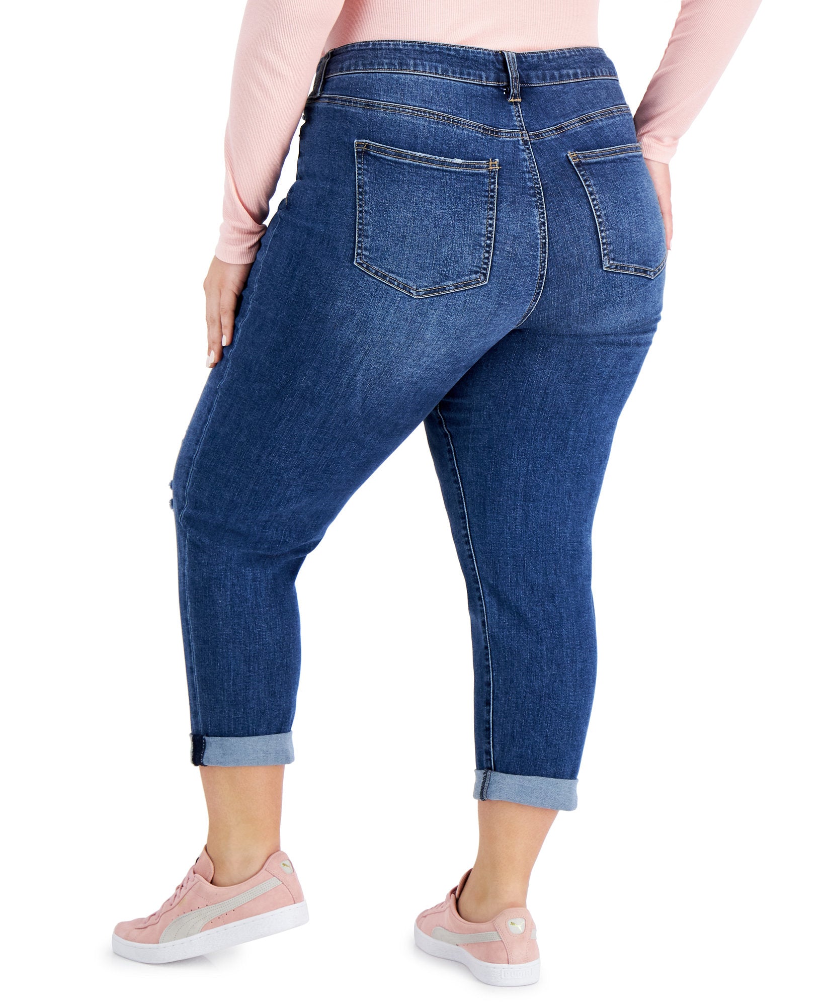 Celebrity Pink Women Plus Trendy Ripped Girlfriend Jeans