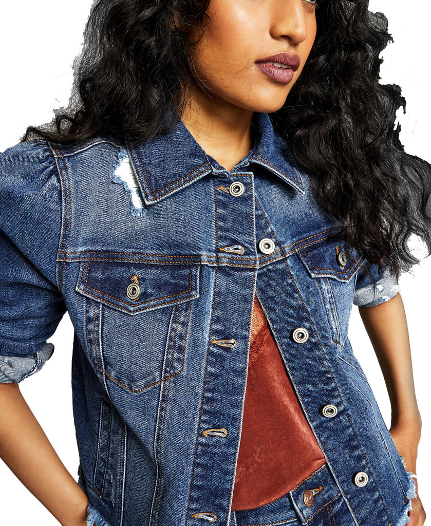 And Now This Women Puff Sleeve Denim Jacket Ridgeline