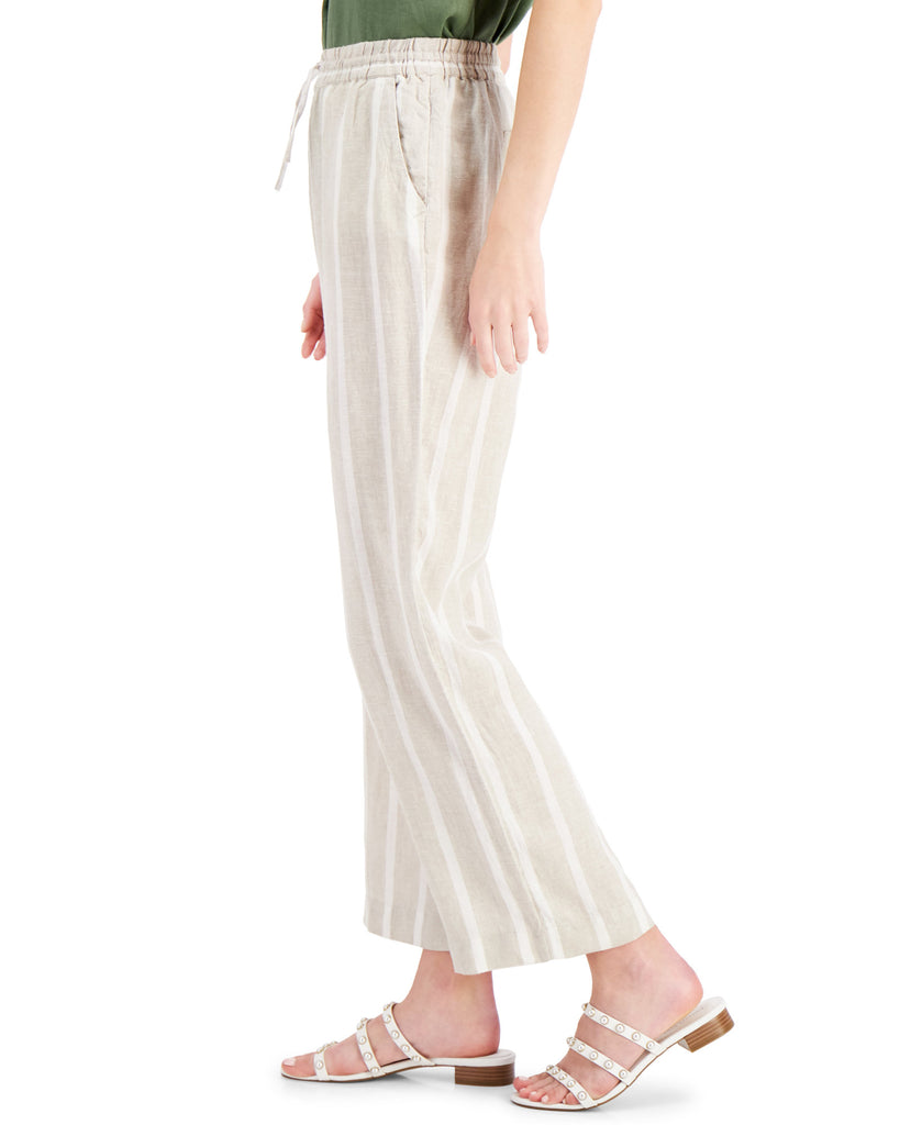 Charter Club Women Linen Striped Straight Leg Pants