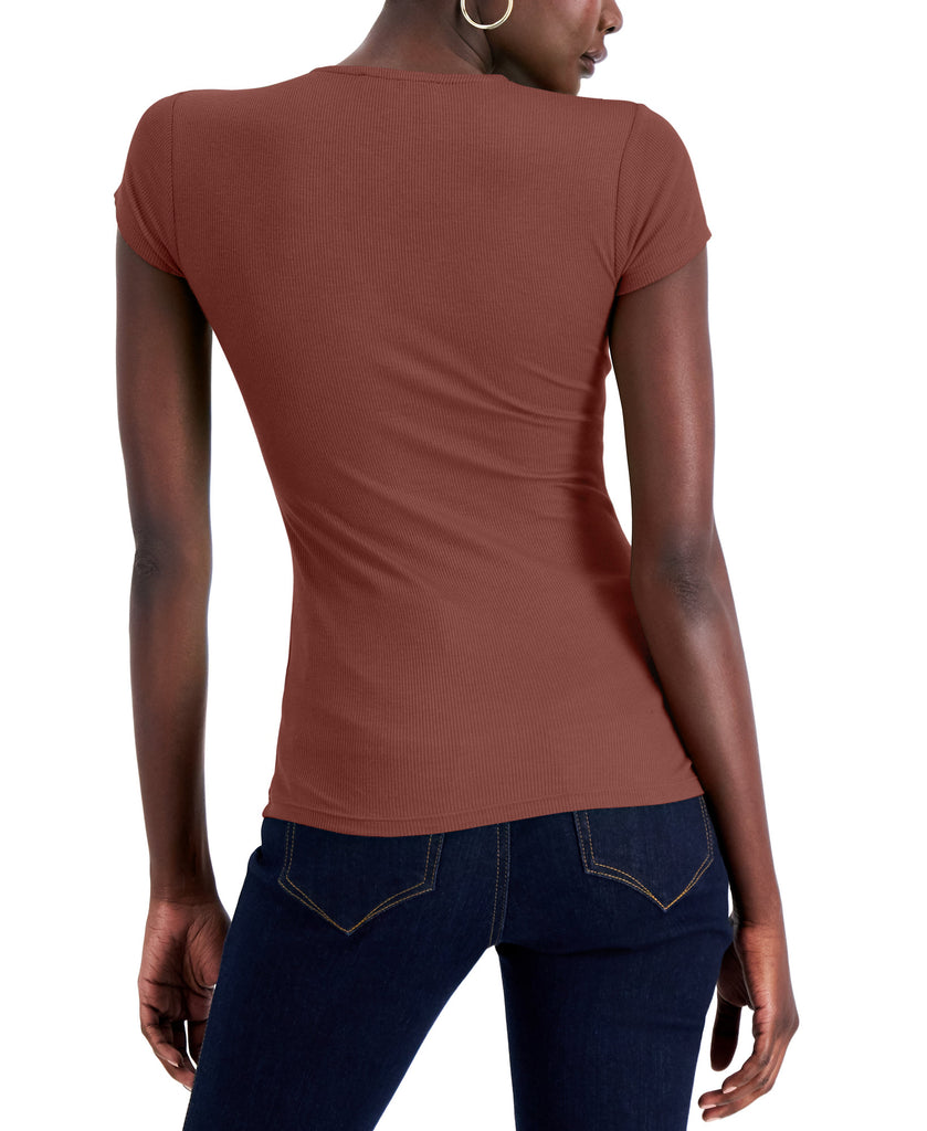 INC International Concepts Women Ribbed V Neck Top