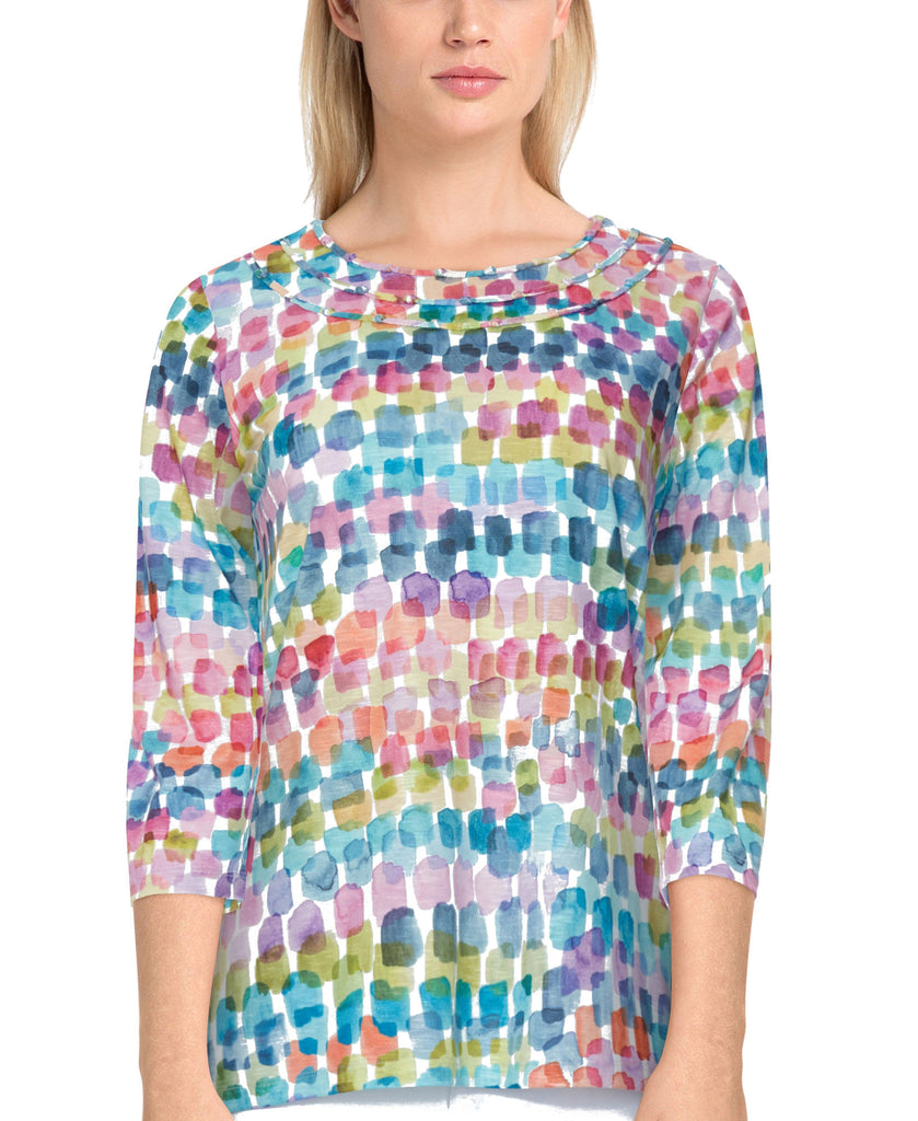 Alfred Dunner Women Missy Bryce Canyon Watercolor Brushstroke Top Multi