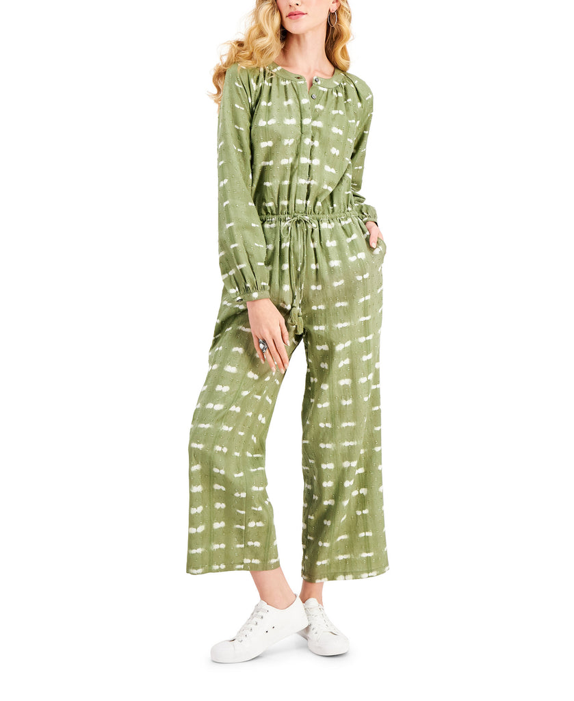 Style & Co Women Petite Textured Jumpsuit Winter Moss