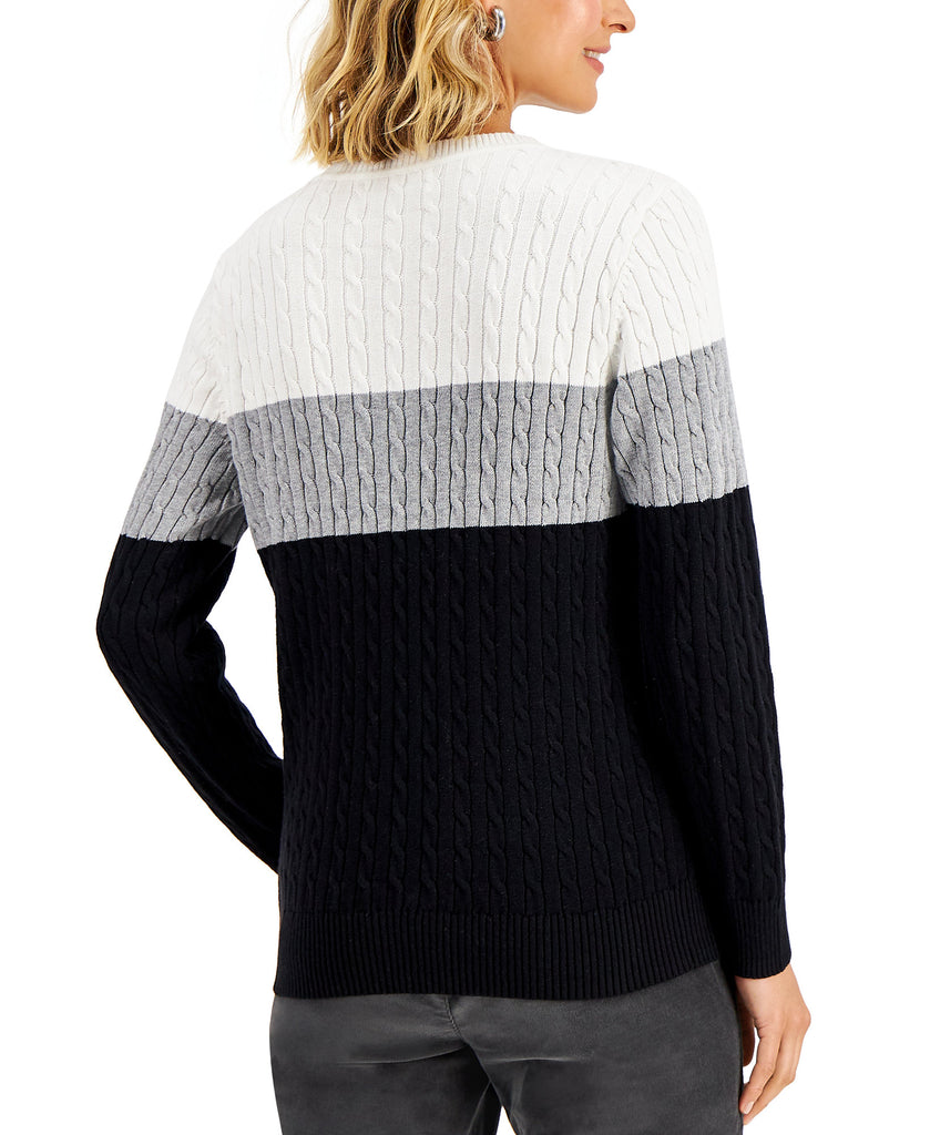 Karen Scott Women Elena Cotton Colorblocked Sweater