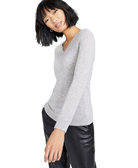 Charter Club Women Petite V Neck Cashmere Sweater Ice Grey Heather