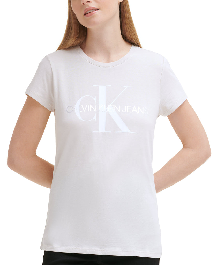 Calvin Klein Jeans Women Crewneck Logo T Shirt Birch