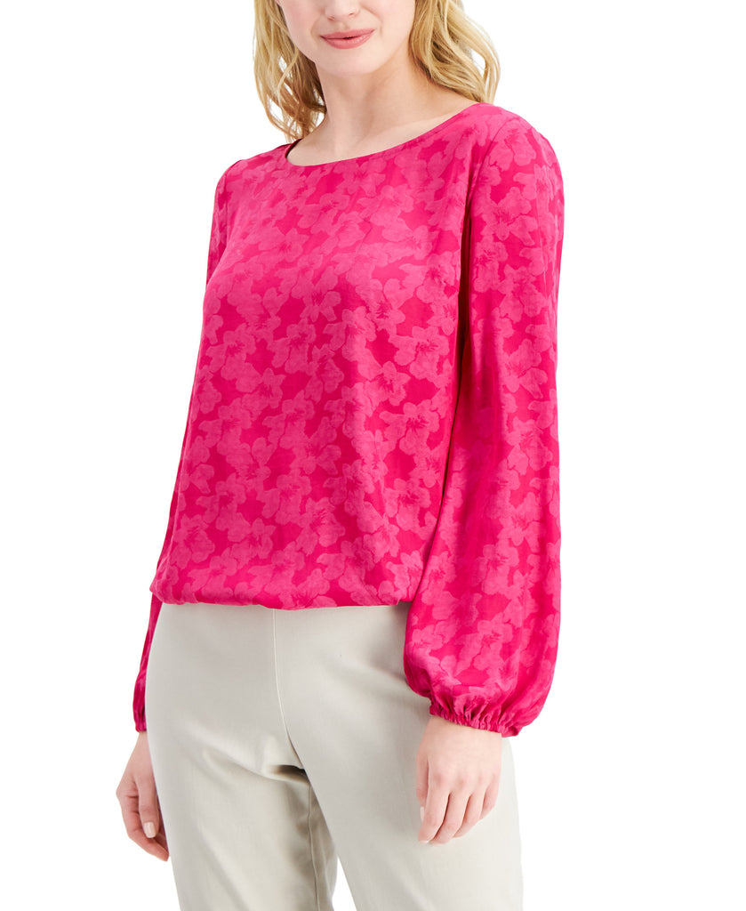 JM Collection Women Jacquard Bubble Hem Top