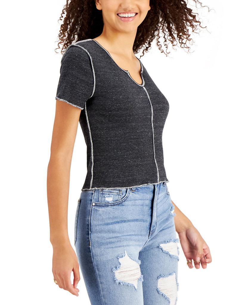 Hooked Up by IOT Women Contrast Stitch Seam Top
