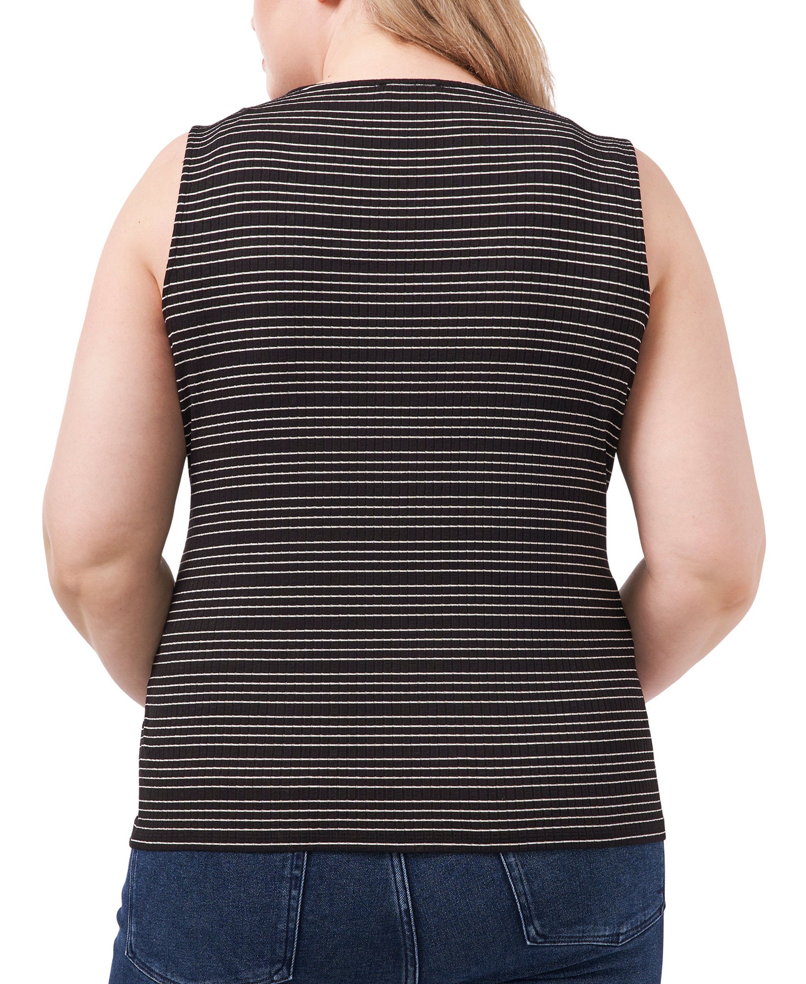 1.STATE Women Plus Stripe Print Cutout Tank Top