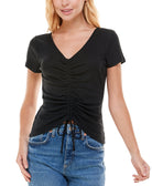 Ultra Flirt Women Ruched Front Top Black