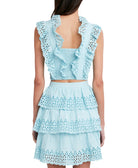 BCBGMAXAZRIA Women Sleeveless Ruffled Top