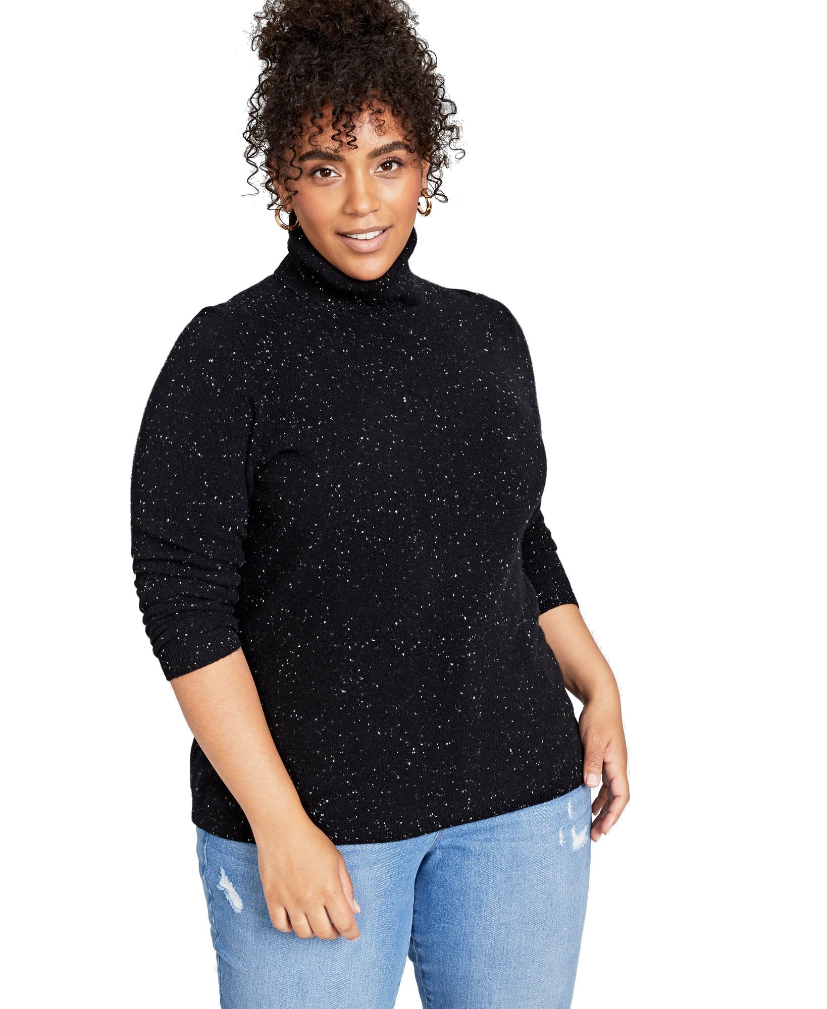 Charter Club Women Plus Cashmere Turtleneck Sweater Classic Black