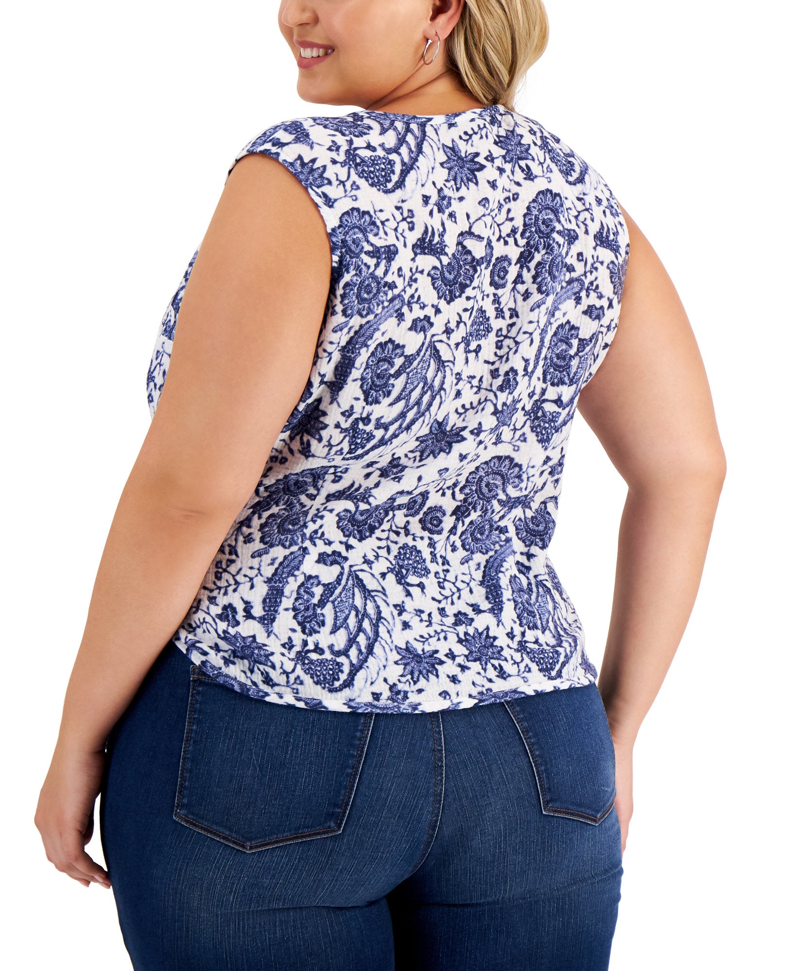INC International Concepts Women Plus Printed Wrap Tank