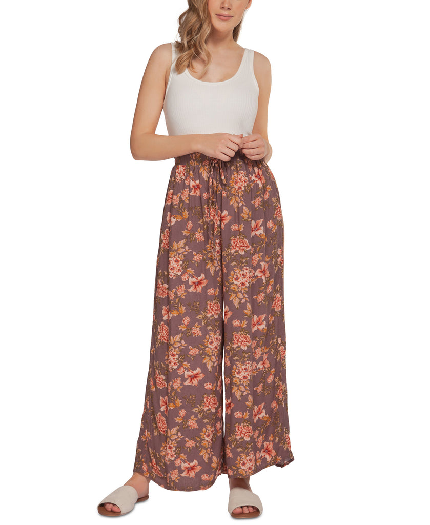 Black Tape Women Floral Print Wide Leg Pants Blush Vintage Floral