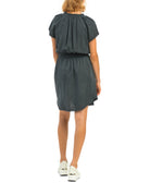 Black Tape Women Elastic Waist Frayed Hem Dress