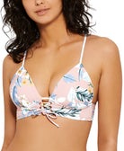 Hula Honey Women Moana Blossom Lace Up Bikini Top Blue Multi