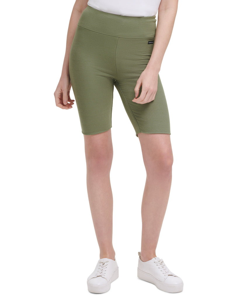 Calvin Klein Jeans Women High Waist Ribbed Bike Shorts Bonsai Green