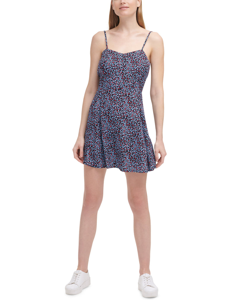 Calvin Klein Jeans Women Printed A Line Dress Blue Floral