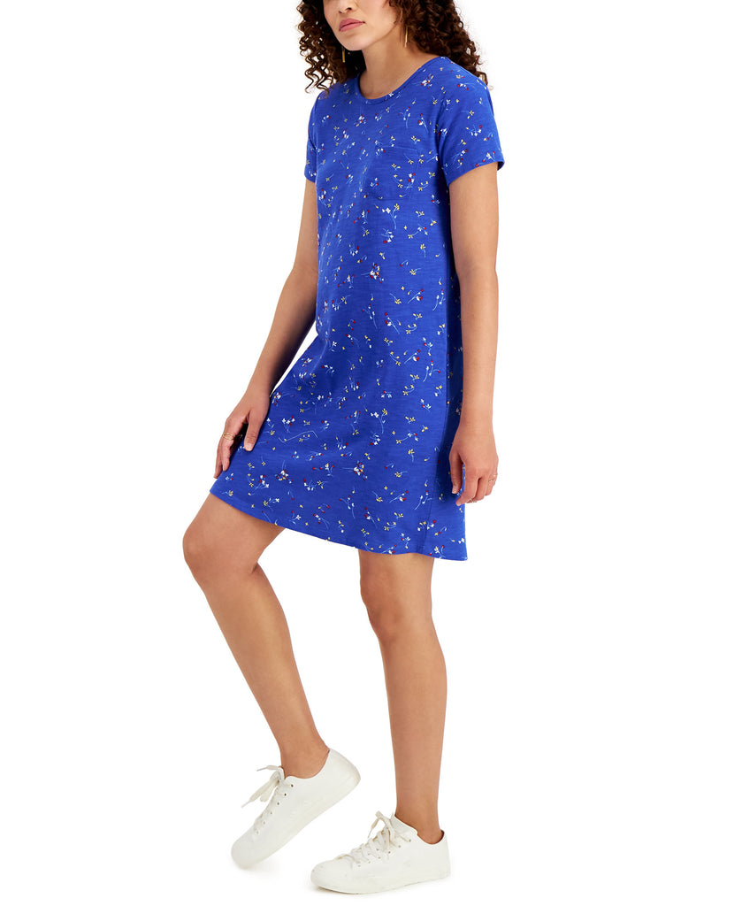 Style & Co Women Ditsy Floral Print Cotton T Shirt Dress