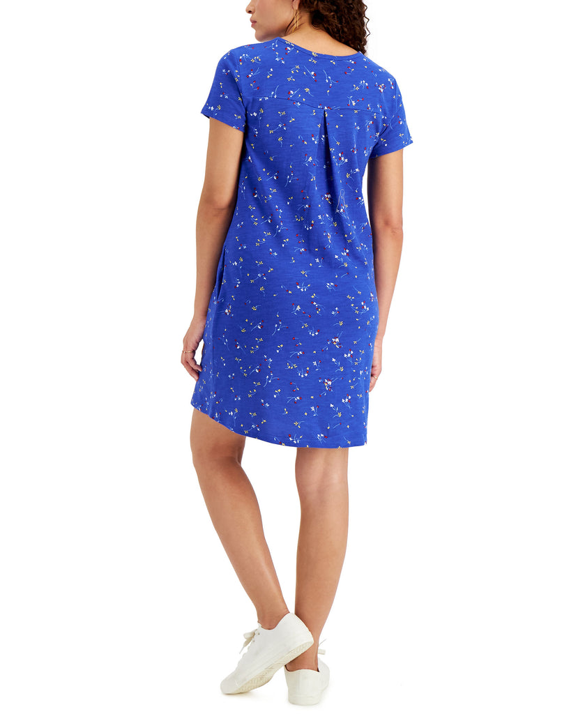 Style & Co Women Ditsy Floral Print Cotton T Shirt Dress