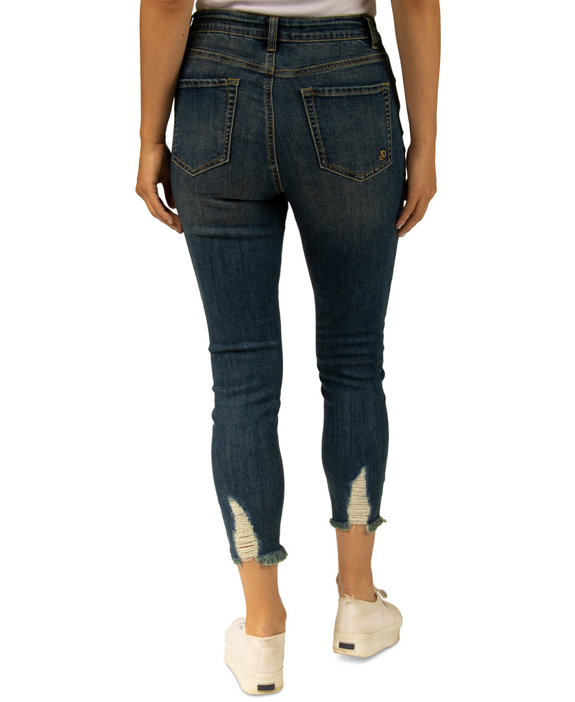 Indigo Rein Women Ripped Raw Hem Cropped Skinny Jeans