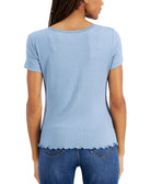 Hippie Rose Women Ribbed Lace Trim Top