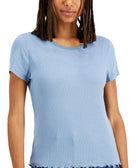 Hippie Rose Women Ribbed Lace Trim Top