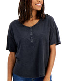 Hippie Rose Women Buttoned Neck Top
