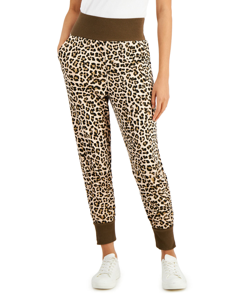 INC International Concepts Women Printed Terry Joggers Classic Cheetah