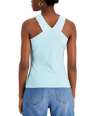 INC International Concepts Women Cotton Ribbed Trim V Neck Top