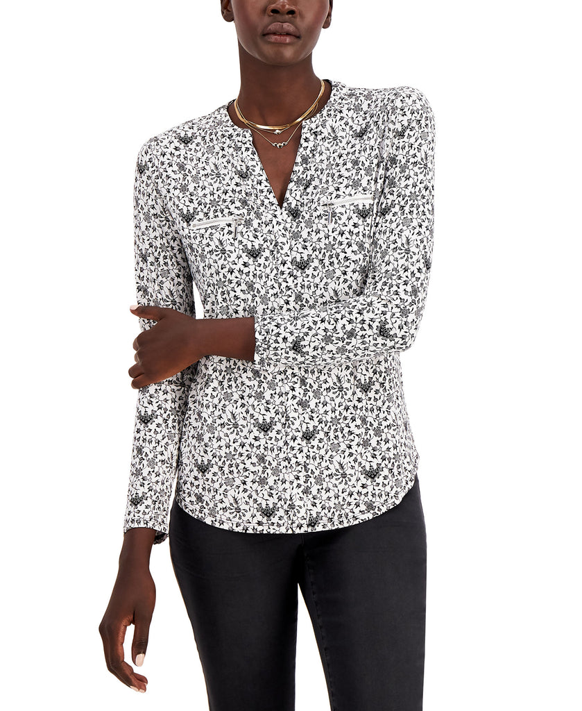 INC International Concepts Women Zip Pocket Top Franki Floral