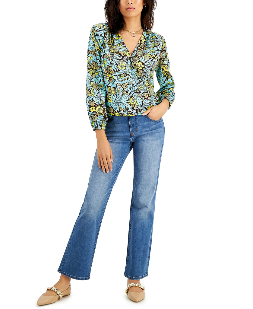 INC International Concepts Women Printed Surplice Blouse