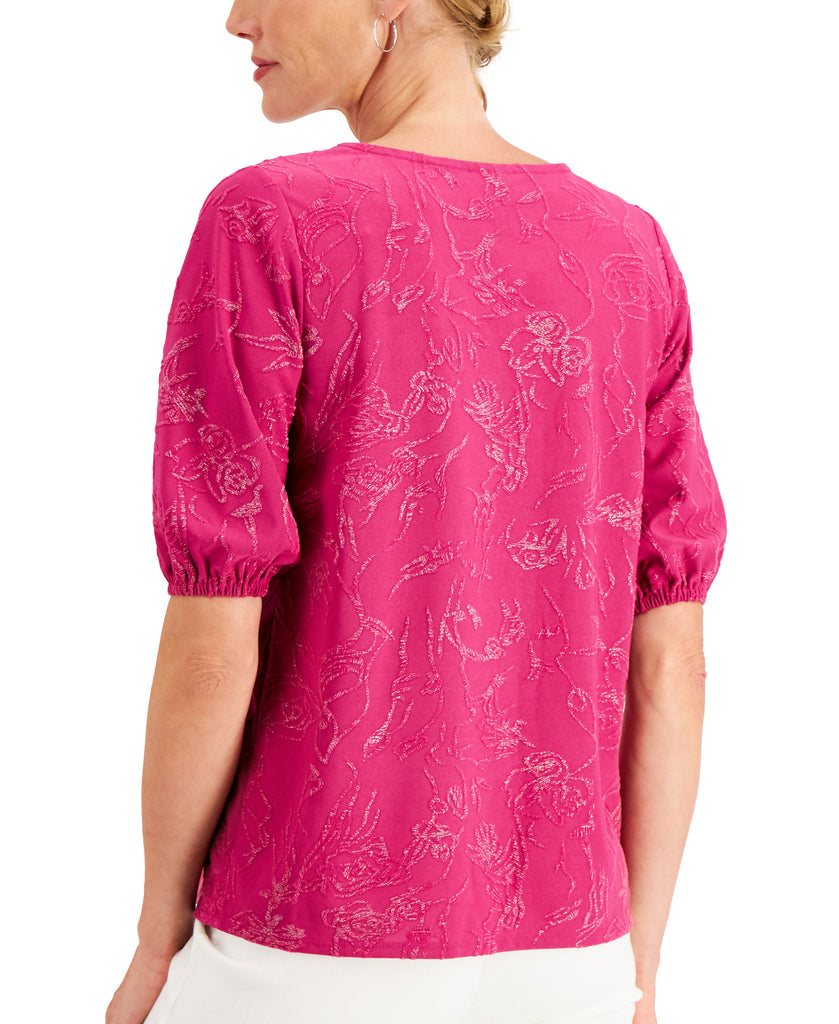 JM Collection Women Petite Shine Jacquard Top