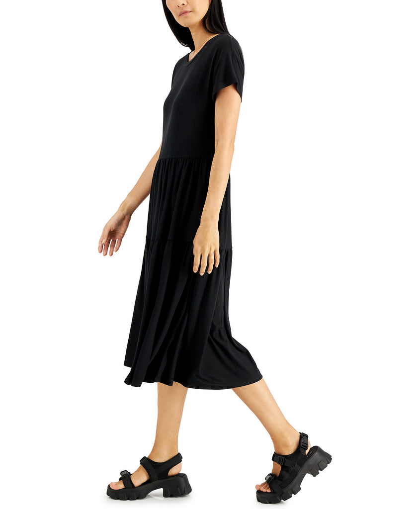 JAMIE & LAYLA Women Petite Tiered Crewneck Midi Dress