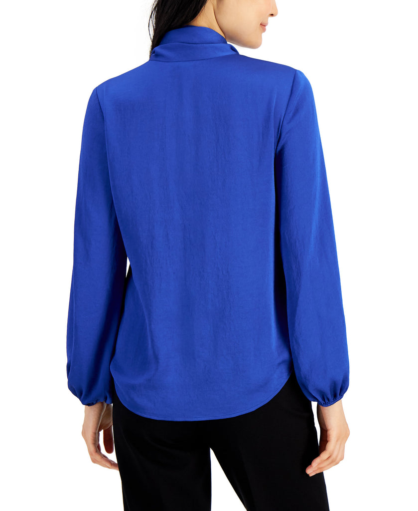 Bar III Women Tie Neck Cinched Sleeve Blouse