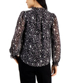 Bar III Women Animal Print Ruffle Sleeve Blouse