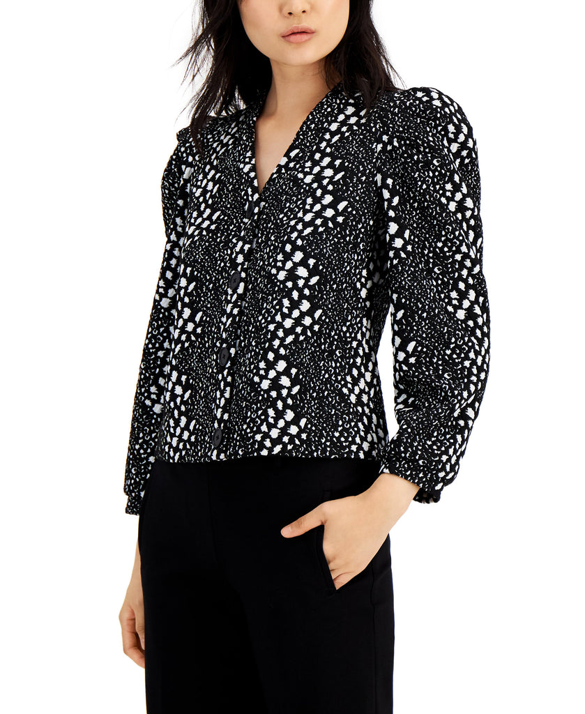 Bar III Women Animal Print Button Front Shirt Jacket