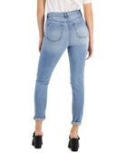 Tinseltown Women Distressed Rolled Cuff Mom Jeans