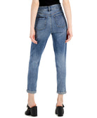 Tinseltown Women Cuffed Exposed Button Mom Jeans