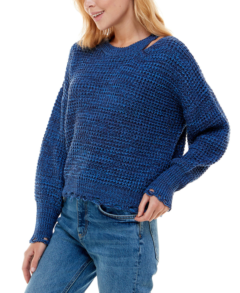 Ultra Flirt Women Destructed Cut Out Sweater