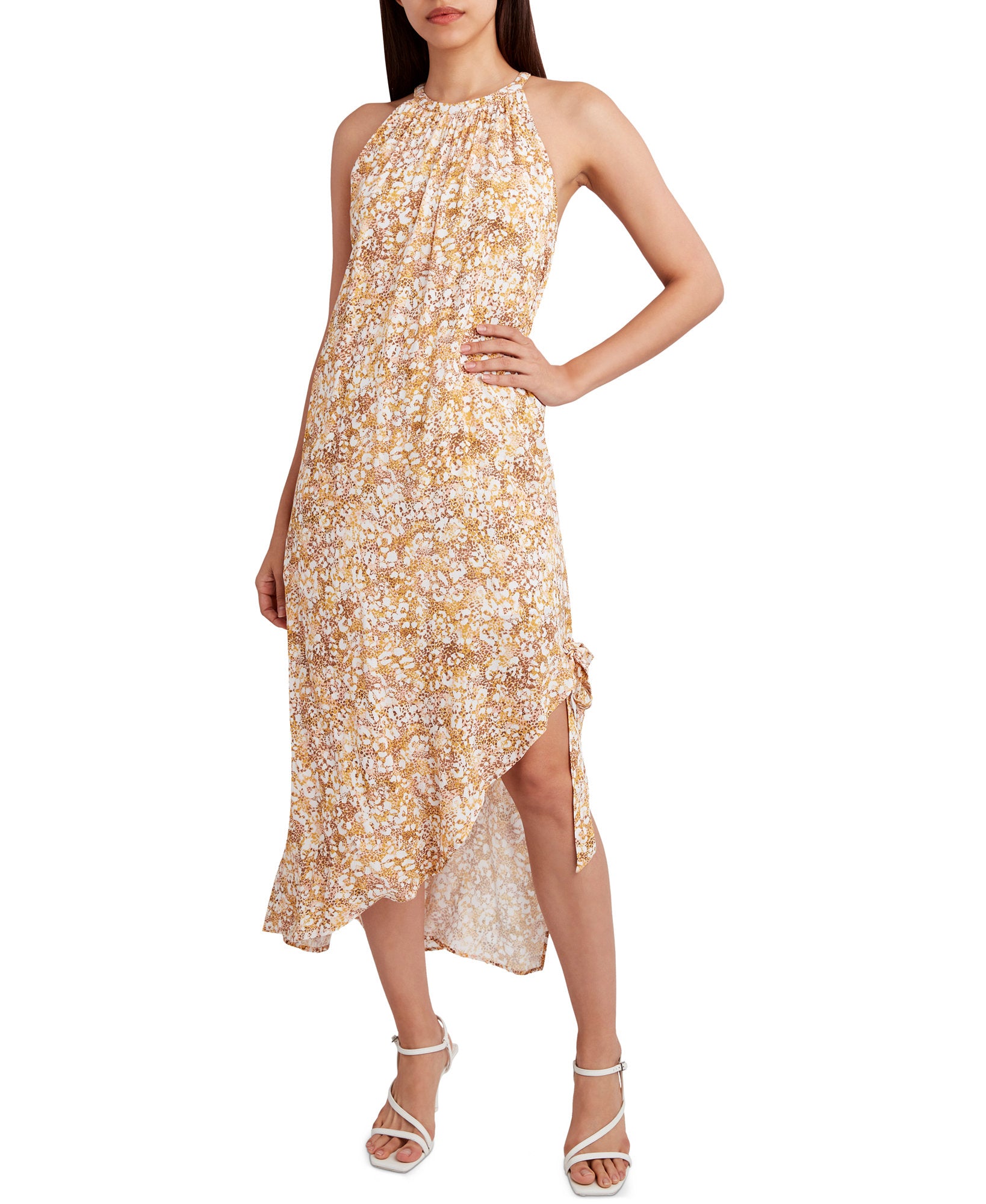 BCBGeneration Women Animal Print Halter Neck Midi Dress