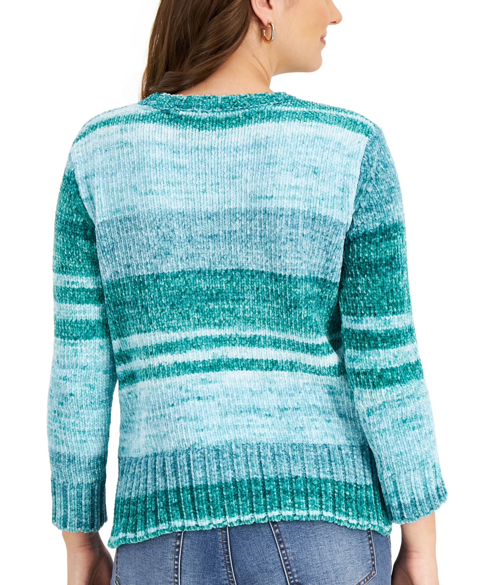 Style & Co Women Striped Space Dye Sweater