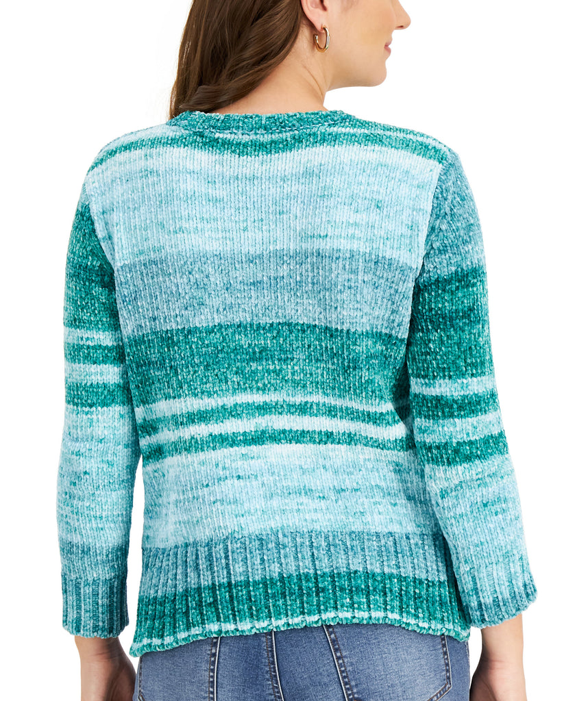 Style & Co Women Striped Space Dye Sweater